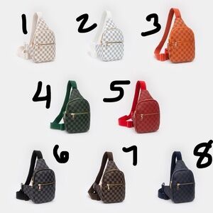 Faux Leather Checkered Pattern Sling Bag